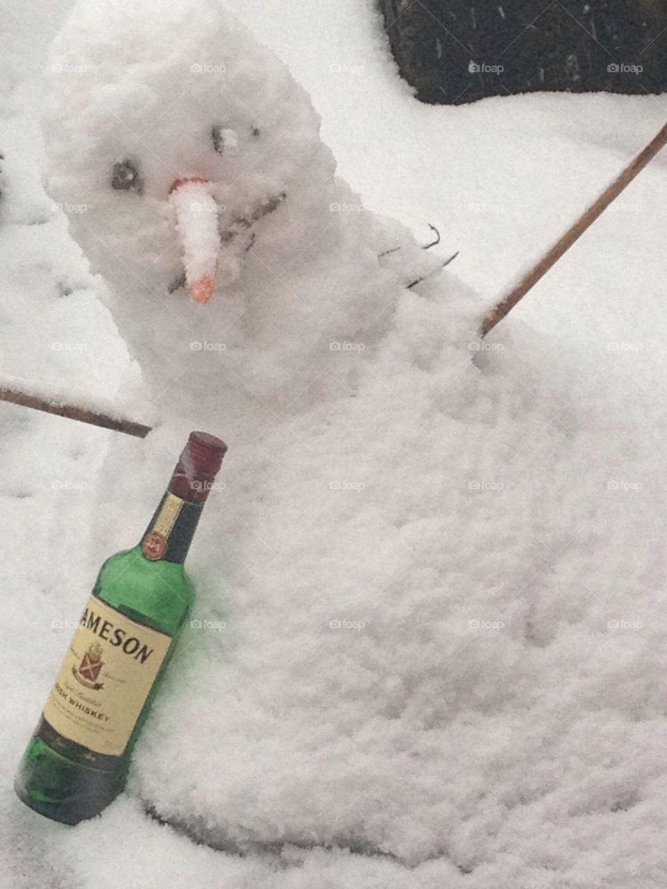 snowman drunk today garden by PhilC