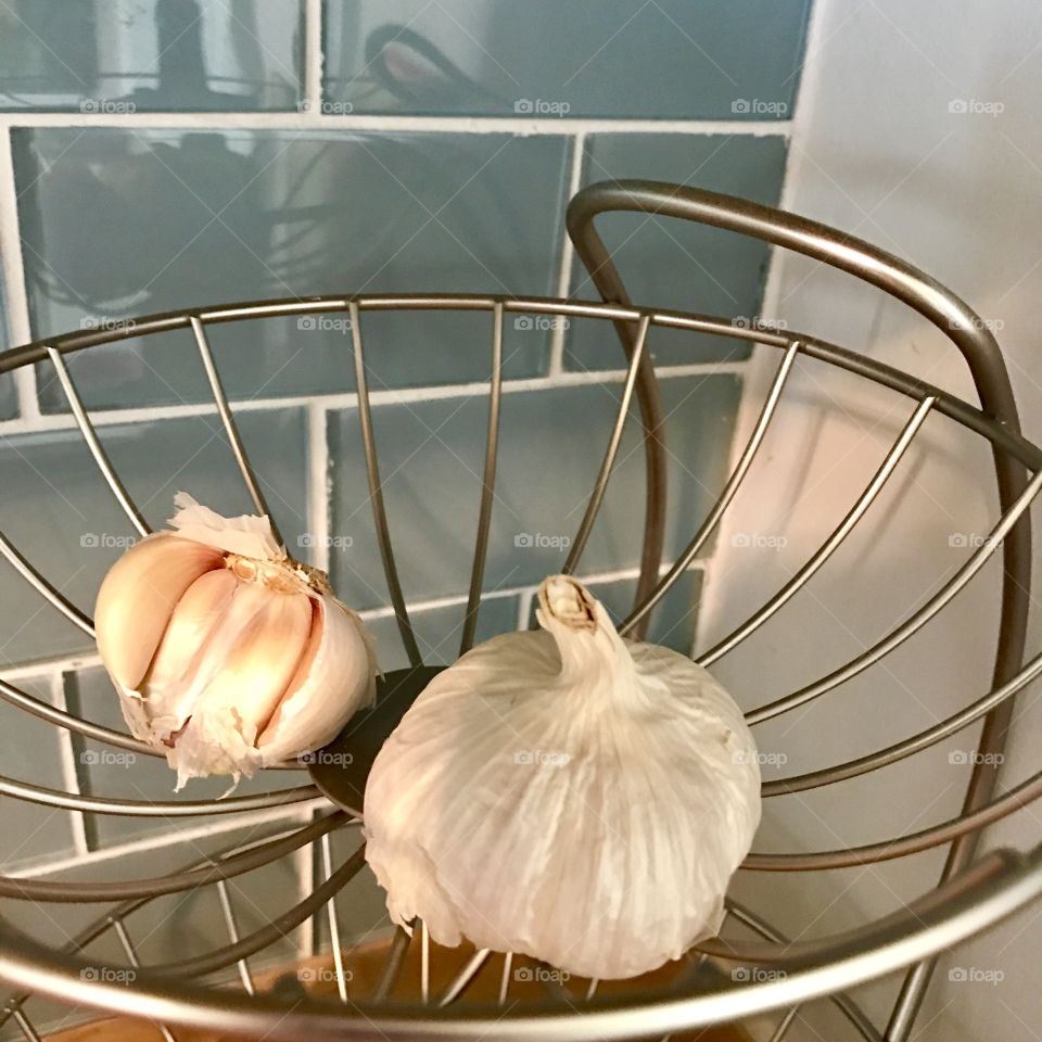 Garlic in basket