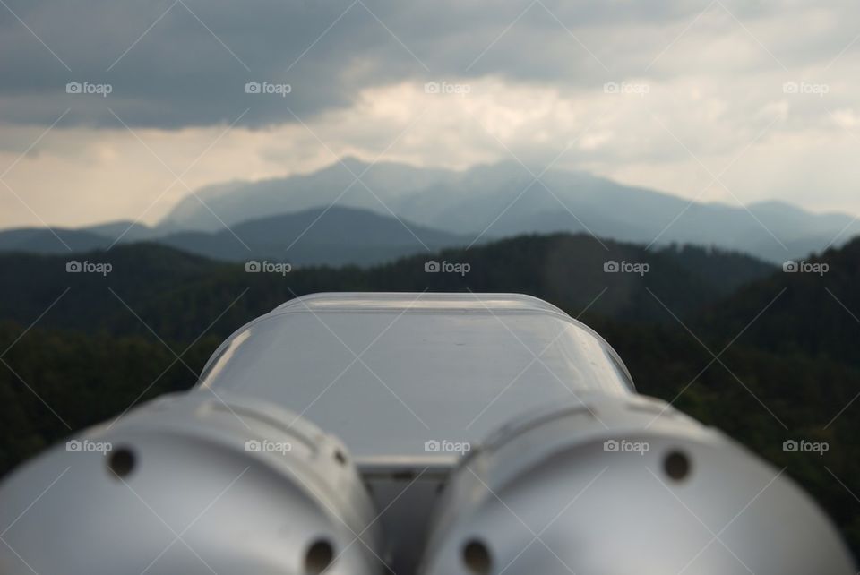 Rasnov, Transylvania, telescope overlooking mountains