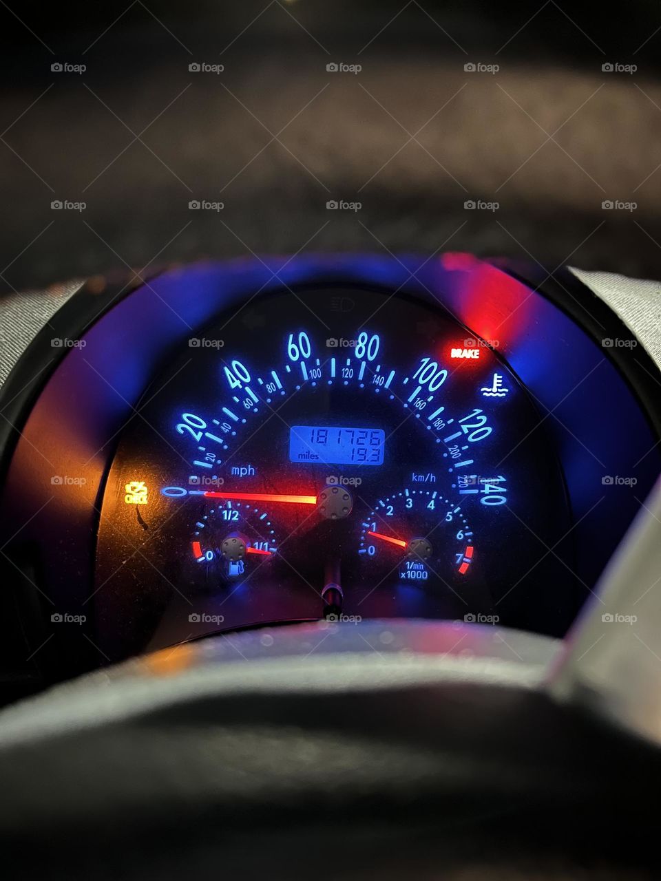 Nighttime Odometer Volkswagen Beetle 