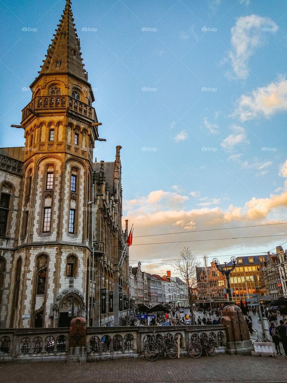 Ghent at the sunset