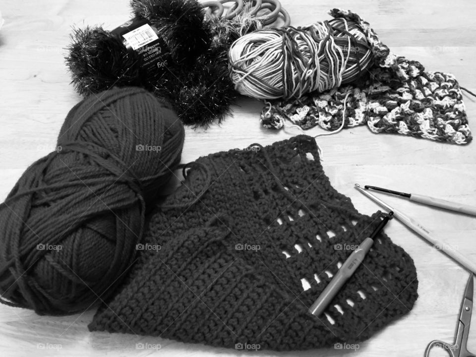 monochrome knitting and crochet