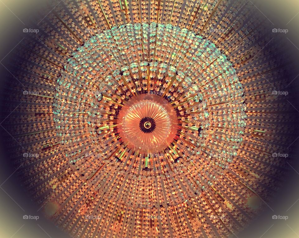 Vintage chandelier . Sparkling , vintage chandelier .
