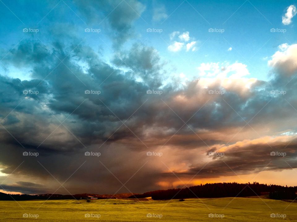 Stormy sunset on the Peone Prairie. 