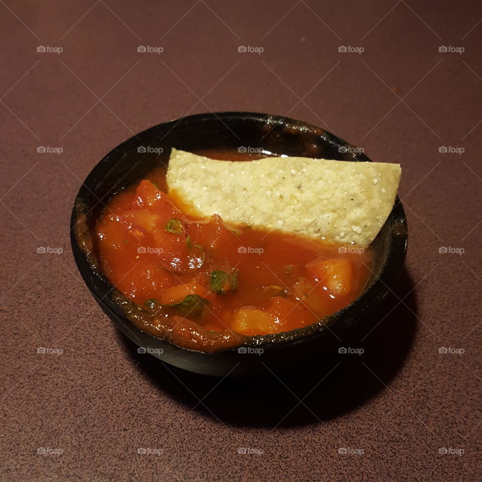 Salsa with chip