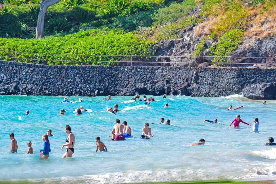 Swimming in Hawaii beach