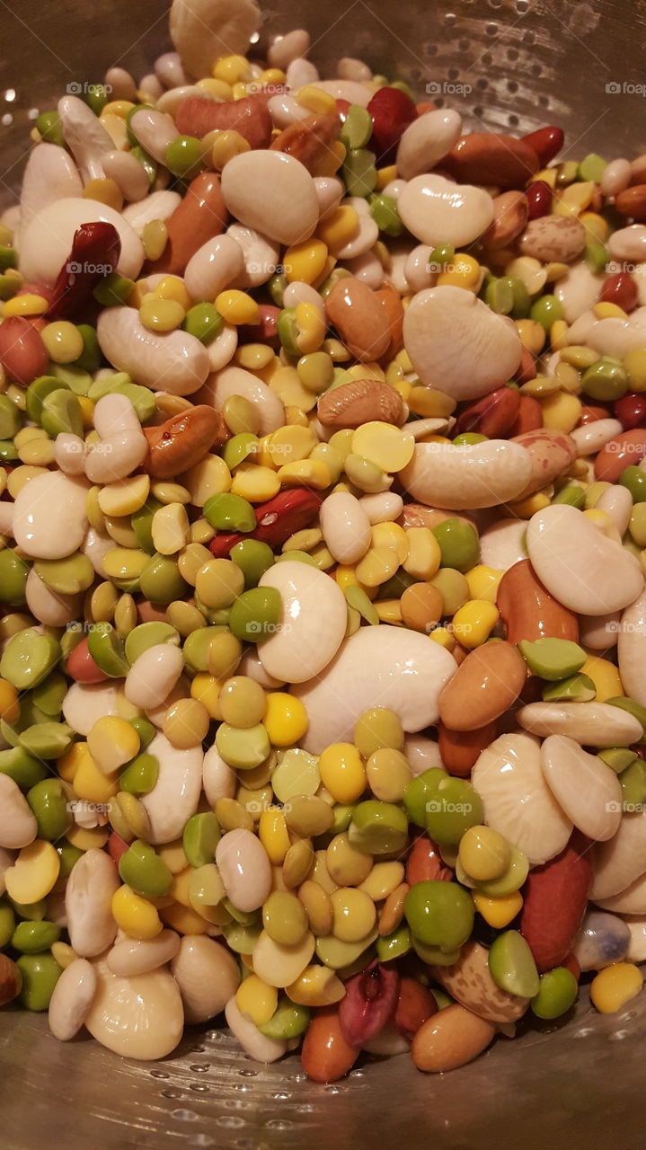 Beans in colander