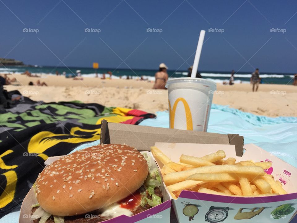 McDonalds at the beach in a beautiful summer day