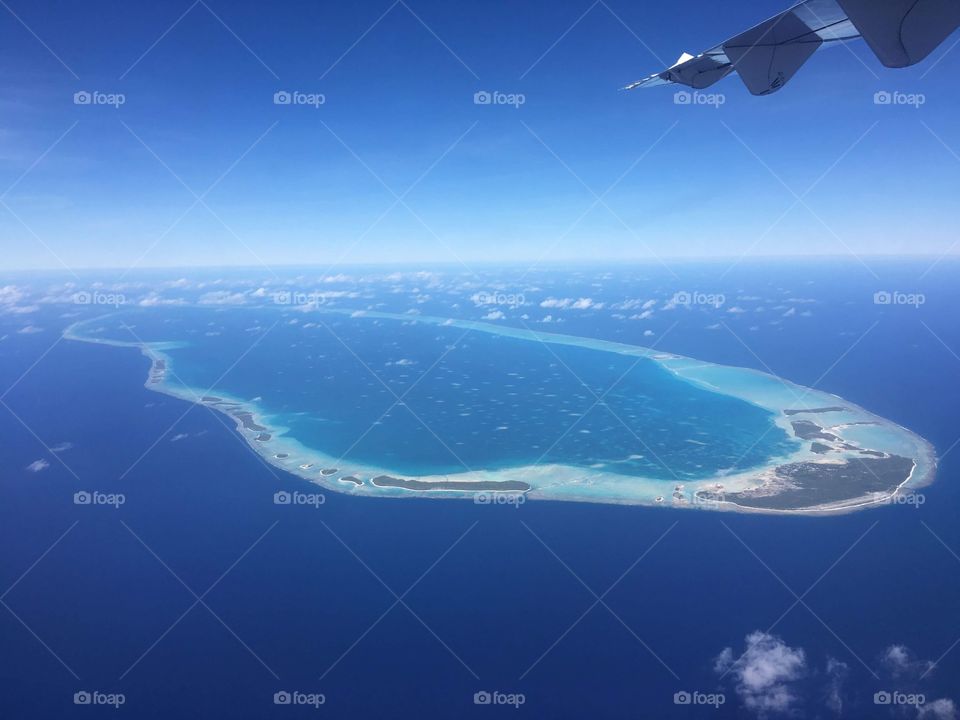 Atoll in French polynesia, from plane