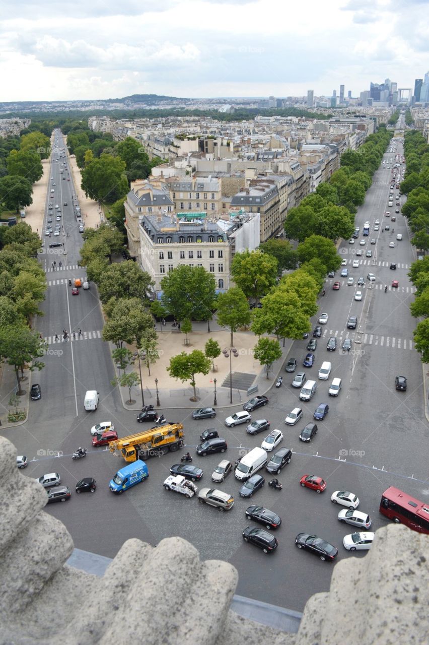 A view of Paris from the Arc de Triomphe. 