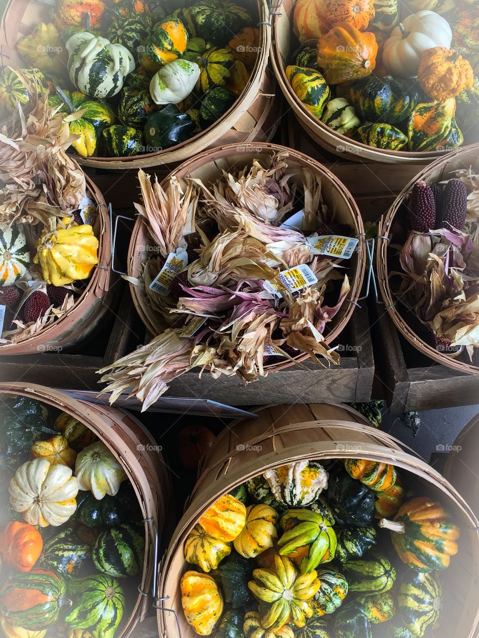 Fall colours are in the air in the local market with colourful gourds