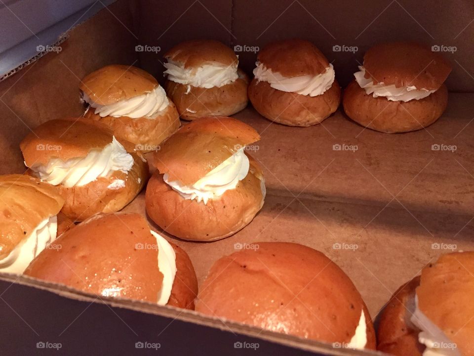 A semla  is a traditional sweet roll made in various forms in Sweden, Finland, Estonia, Norway, Denmark, the Faroe Islands, Iceland