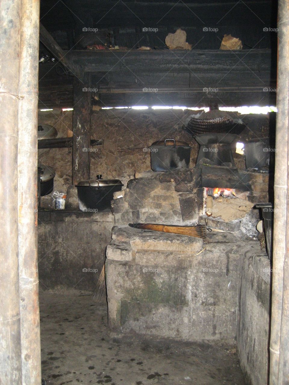 Traditional Balinese wood fire kitchen