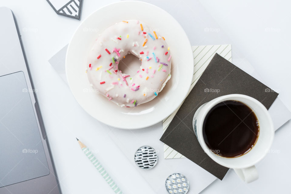 Donut and coffee cup 