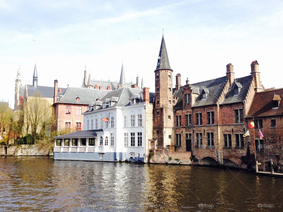 bruges canal old town city belgium. bruges canal old town city belgium
