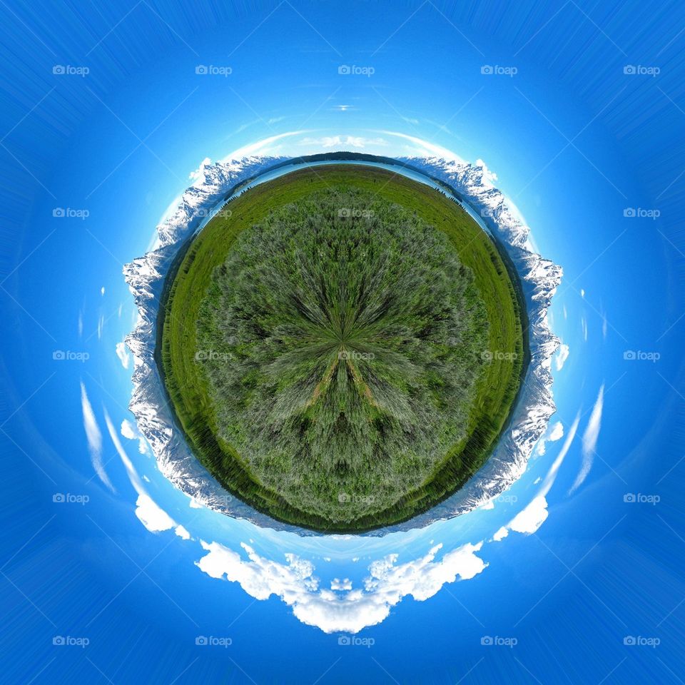 Tiny planet Tetons