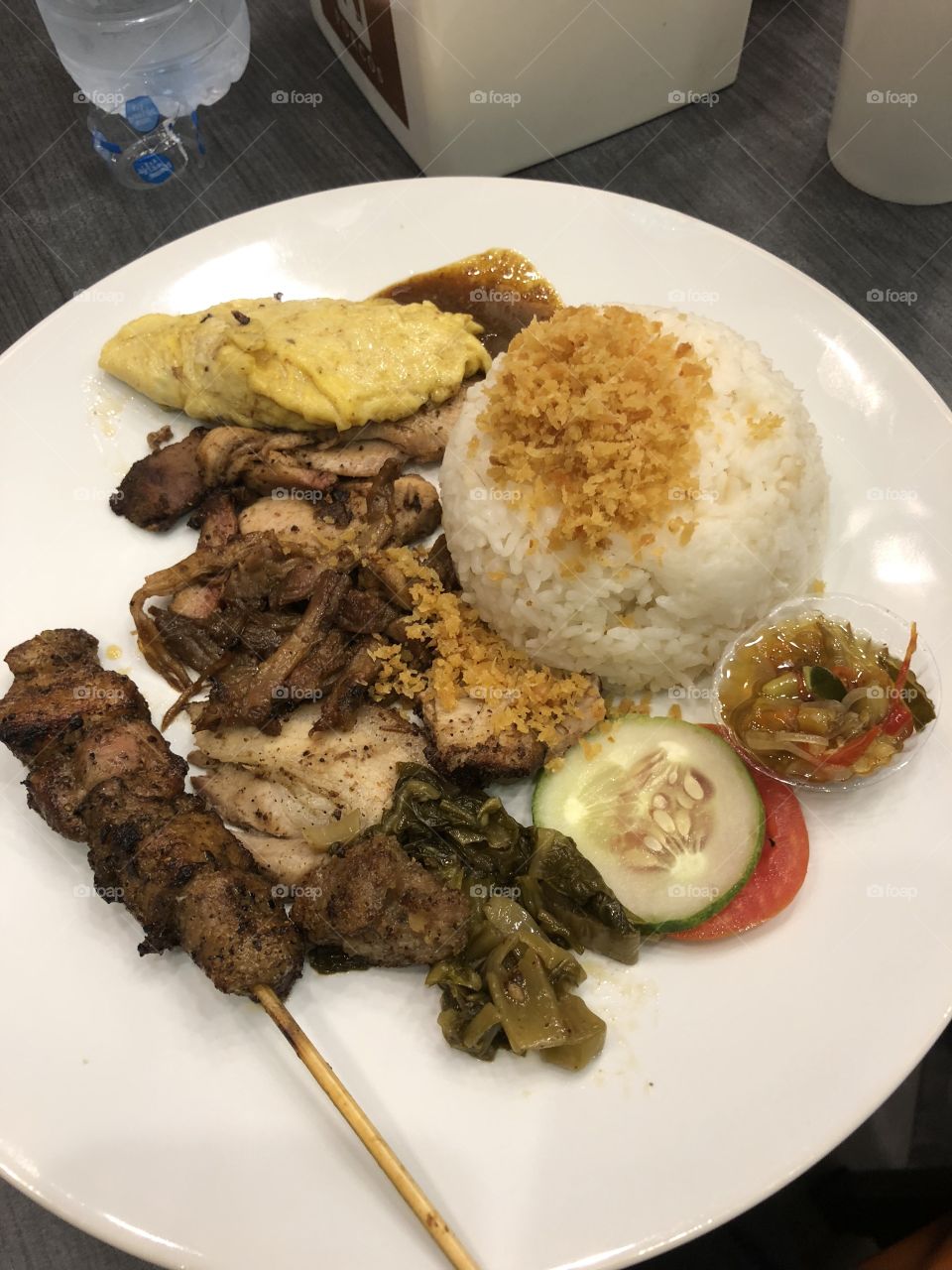 Rice plate with satay