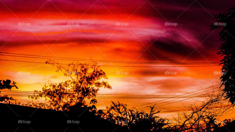 Sunset above Rainbow Village, Port Moresby