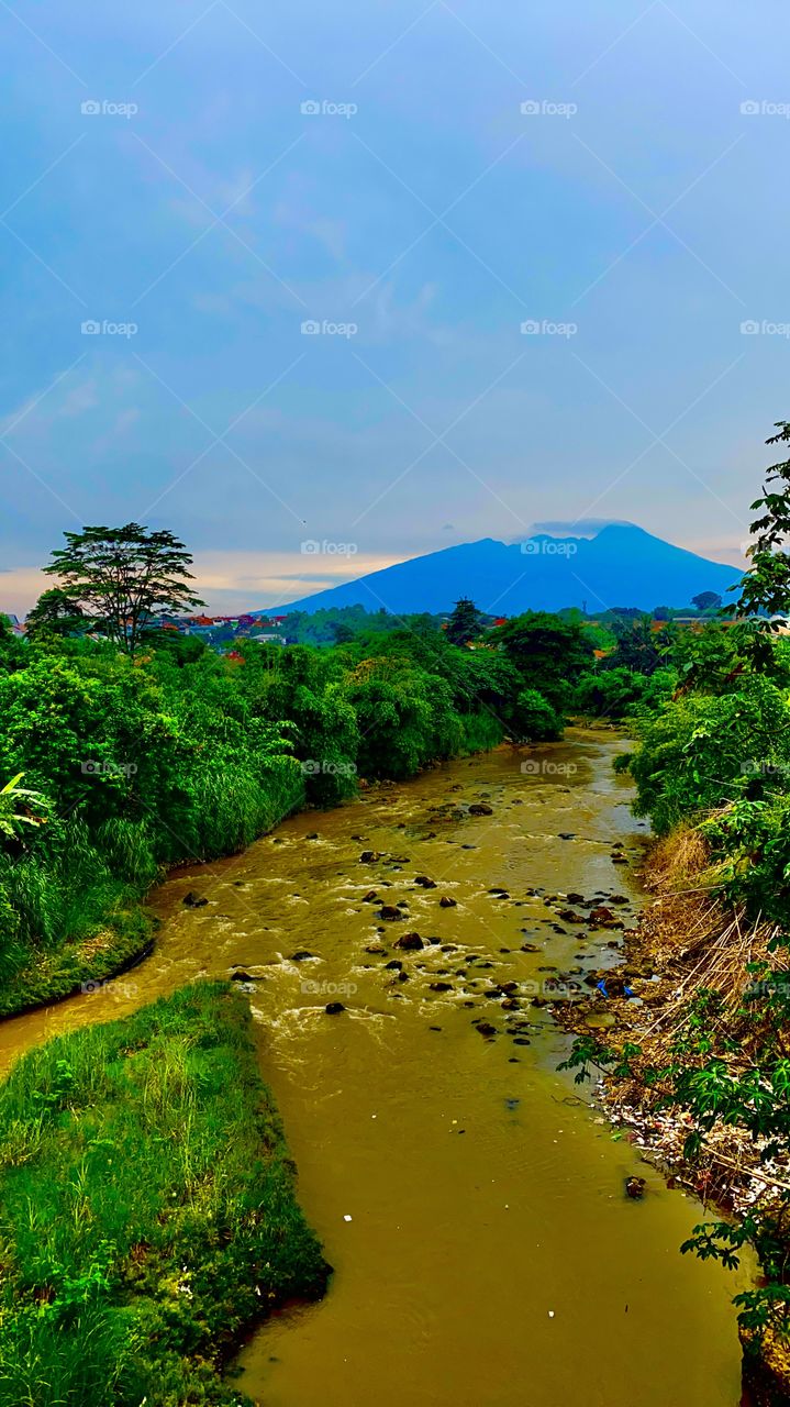 Riverside and mountain view