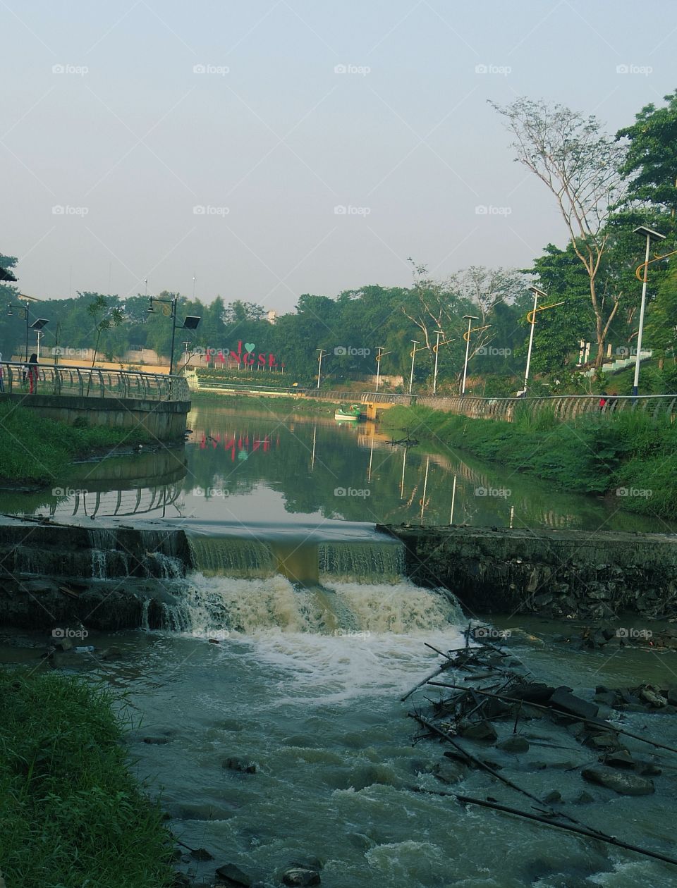 River across city park