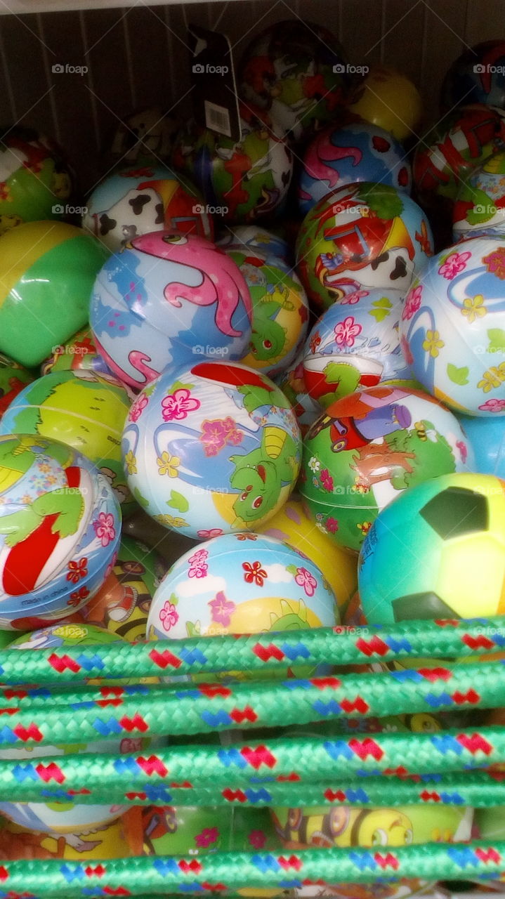 stock of ball in store on the shelf