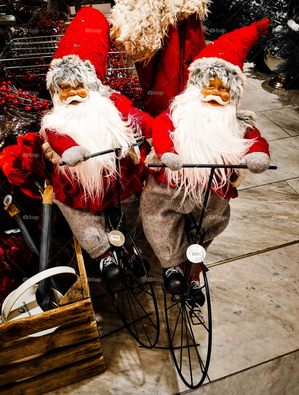 Santas on bicycles.