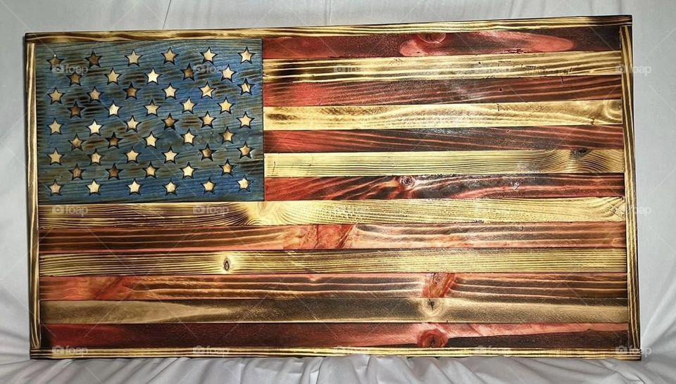 Handmade wood American flag