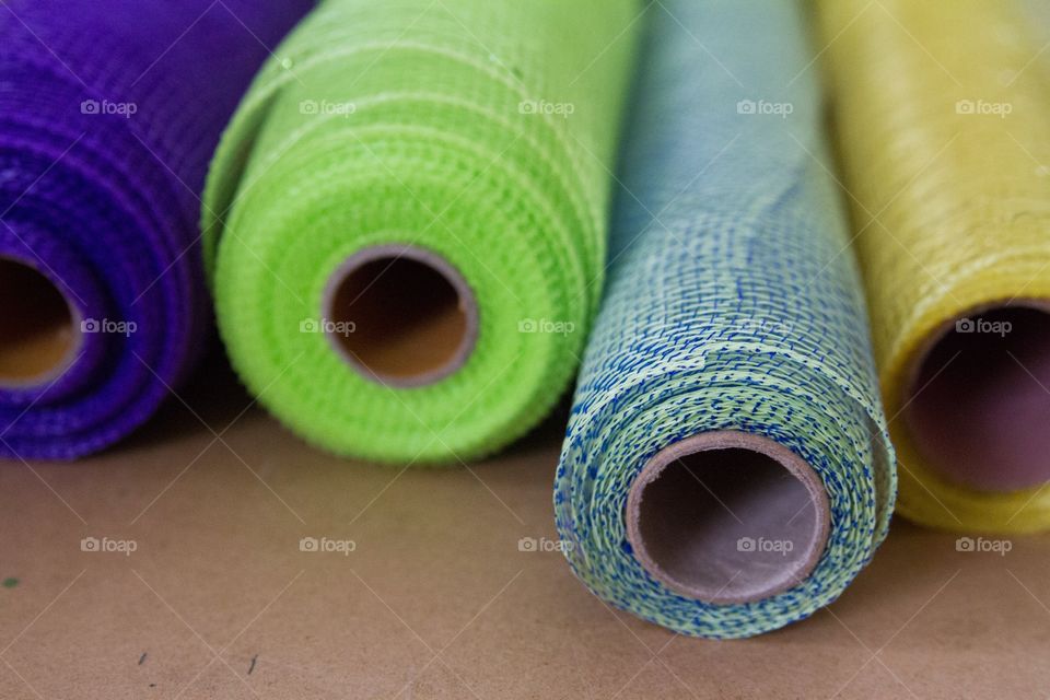 View of mesh fabric rolls