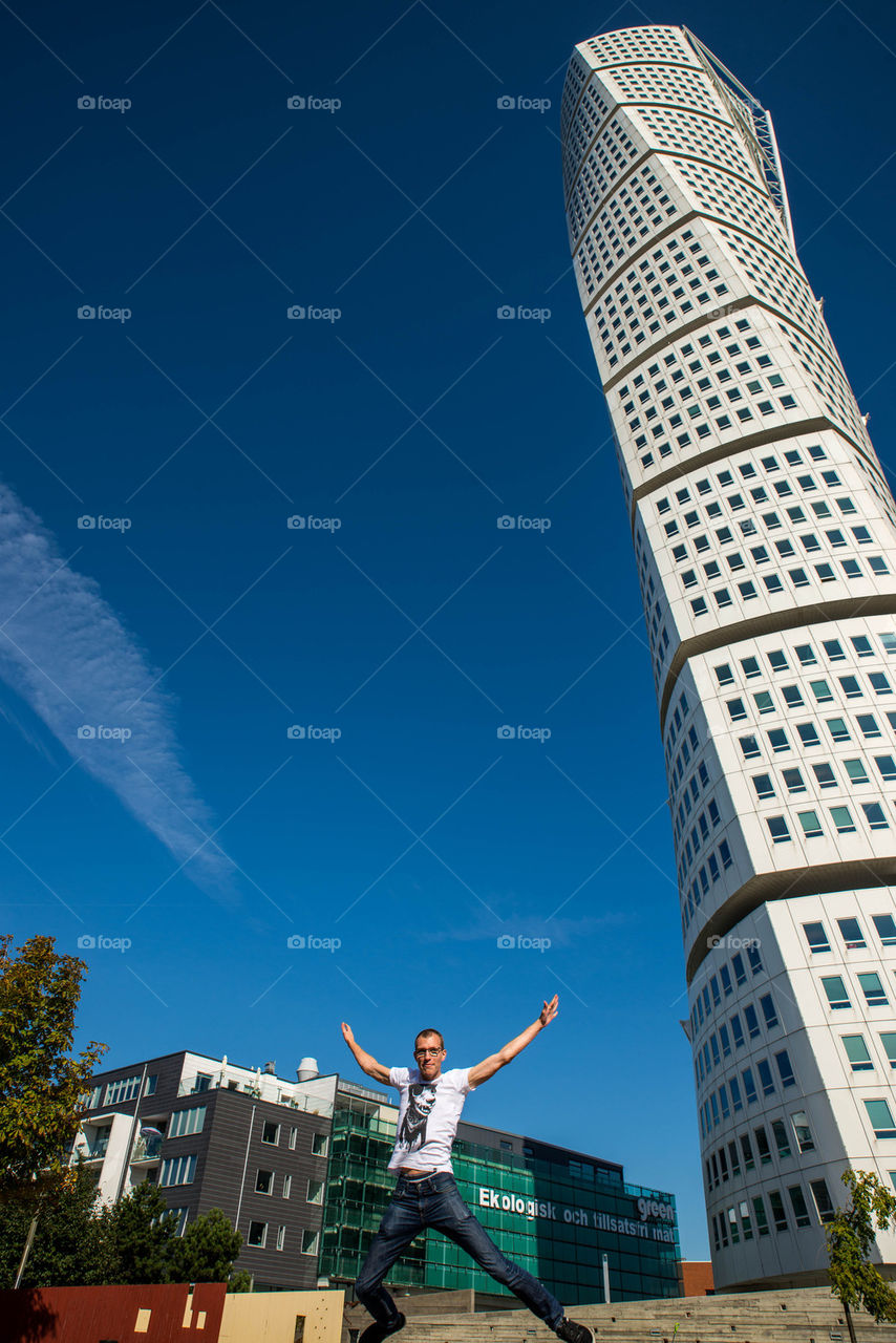 Jumping in front of Turning Torso