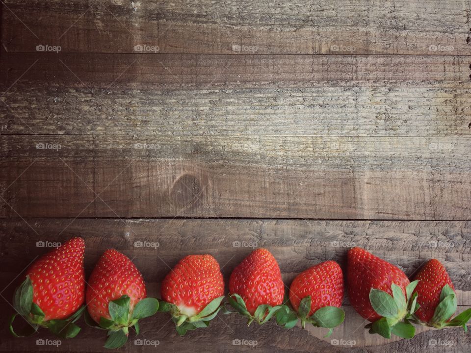 Strawberries on table