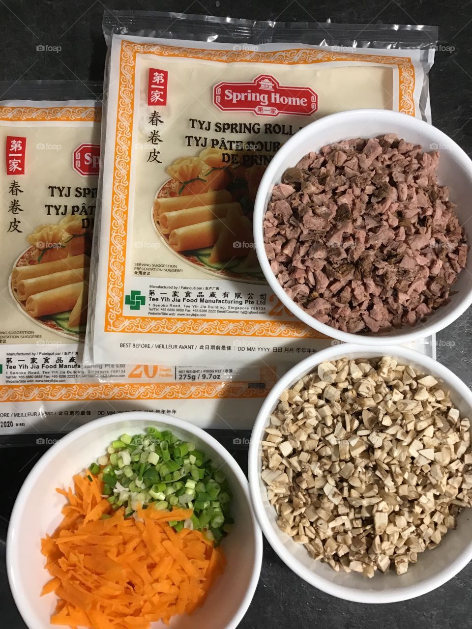 Preparing to make spring rolls