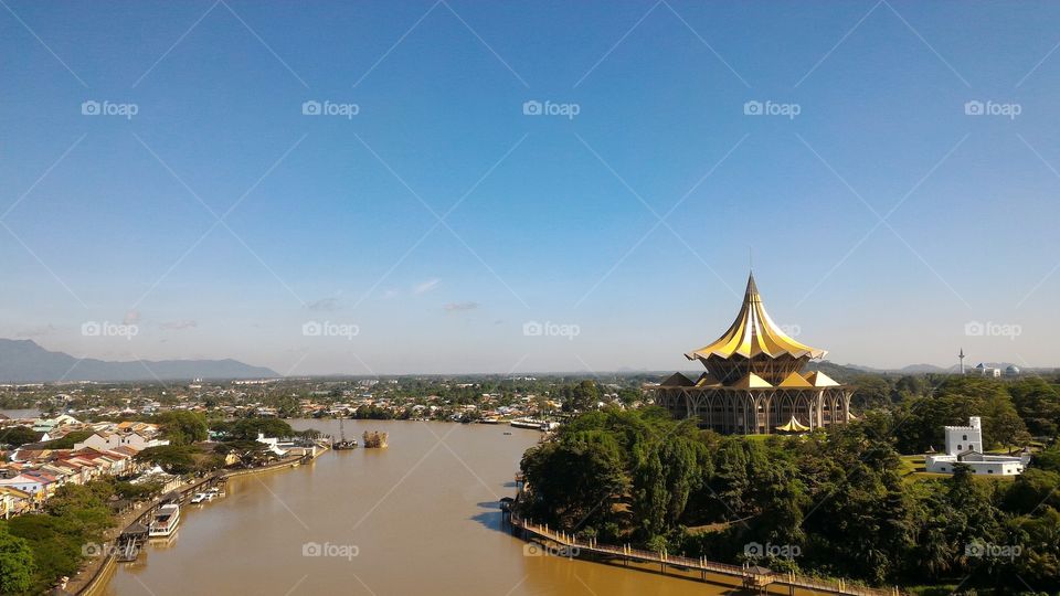 Landscape of Kuching with Sarawak River