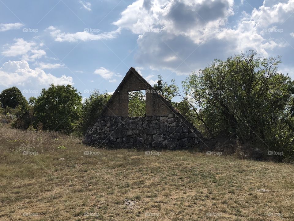 This photo is of ruins in the Gacko area Bosnia i Herzegovina In 2018. This is the effect of the Yugoslavian war. 