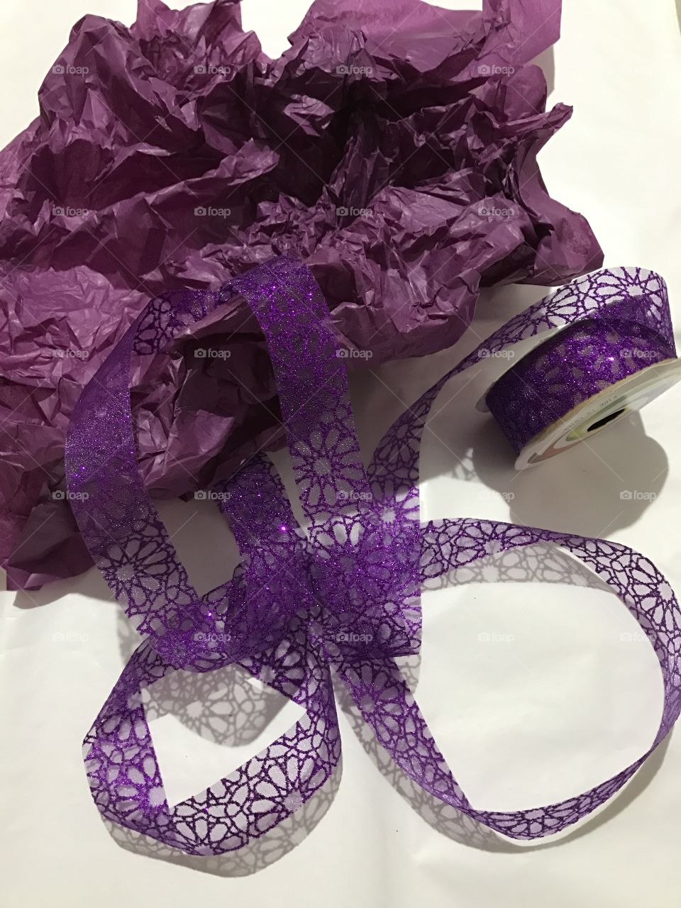 Purple- ribbon- Length- glitter- shine