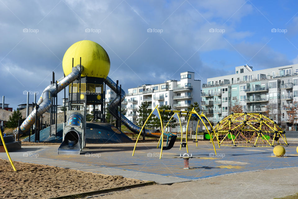 Kids playground in West Harbour in Malmö Sweden.