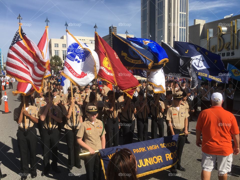 Flag, People, Many, Rally, Military