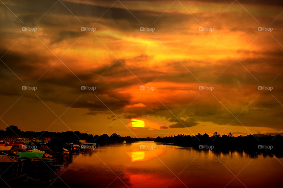 sunset at mahakam river