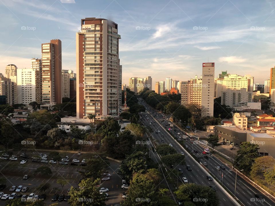 Avenida 23 de Maio (23 de Maio Avenue) in São Paulo downtown. A major avenue in the city in a Winter Afternoon. 