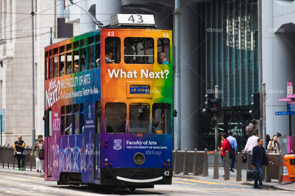 Hong Kong Tram or Tramway. It’s vintage transportation and cheapest on Hong Kong Island.