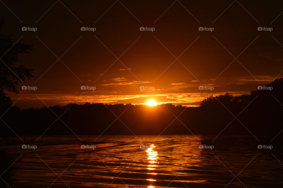 An August sunset at Frentress Lake, Illinois. 