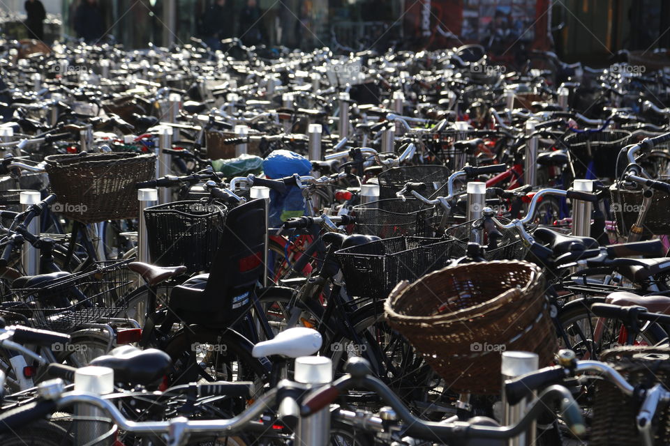 Bicycle parking. Bicycle crowd