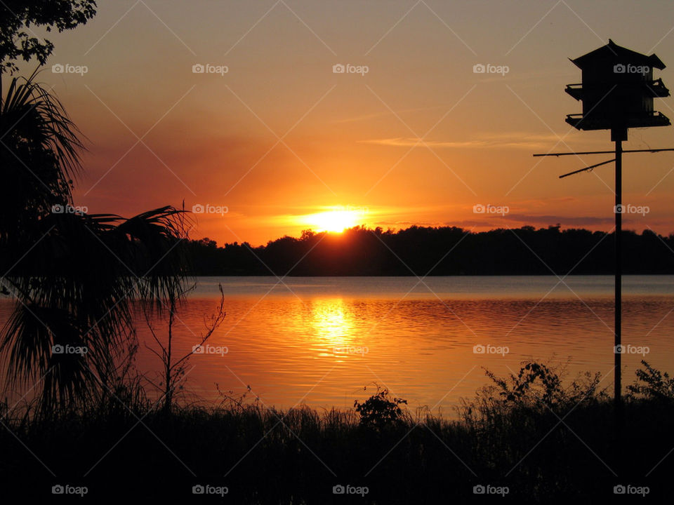 sunset water lake evening by technotimber