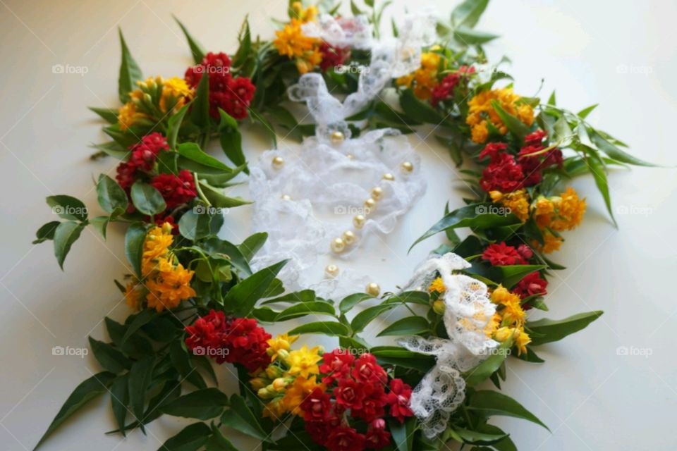 Flower crown - red & yellow & green