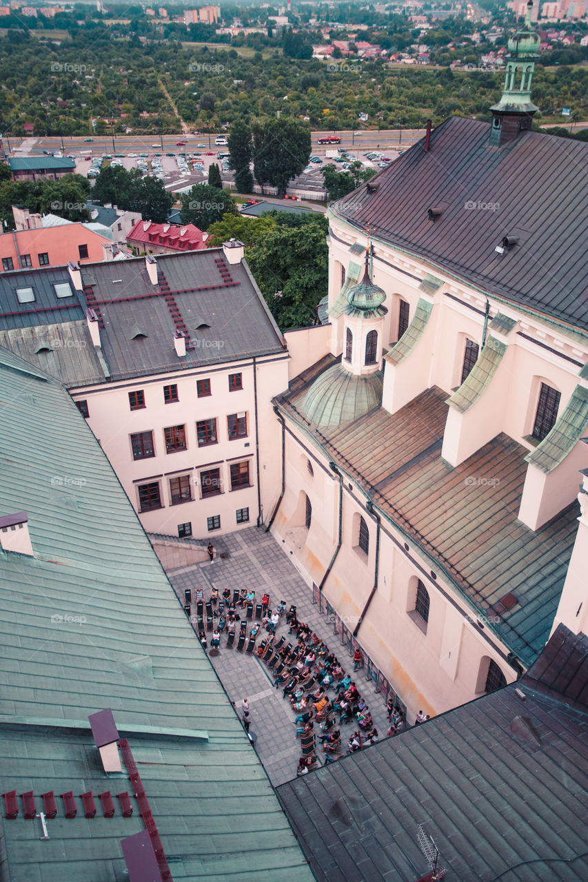 Lublin cityscape. View of old town from Trynitarska Tower