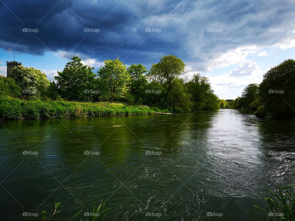 Cloudy day on the River Avon in Hampshire