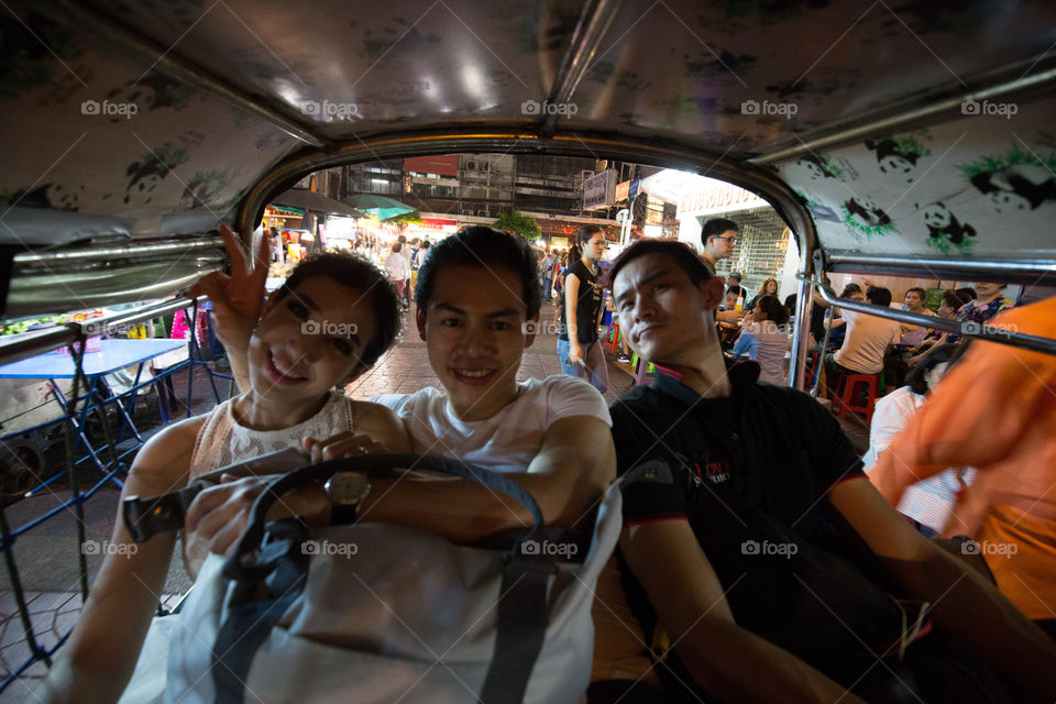 Wedding lover fashion on tuk tuk taxi