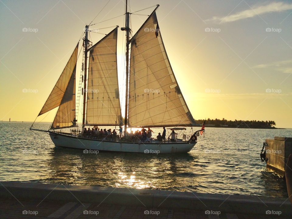 Sailboat at sunset. Sailboat at sunset in Key west,Florida