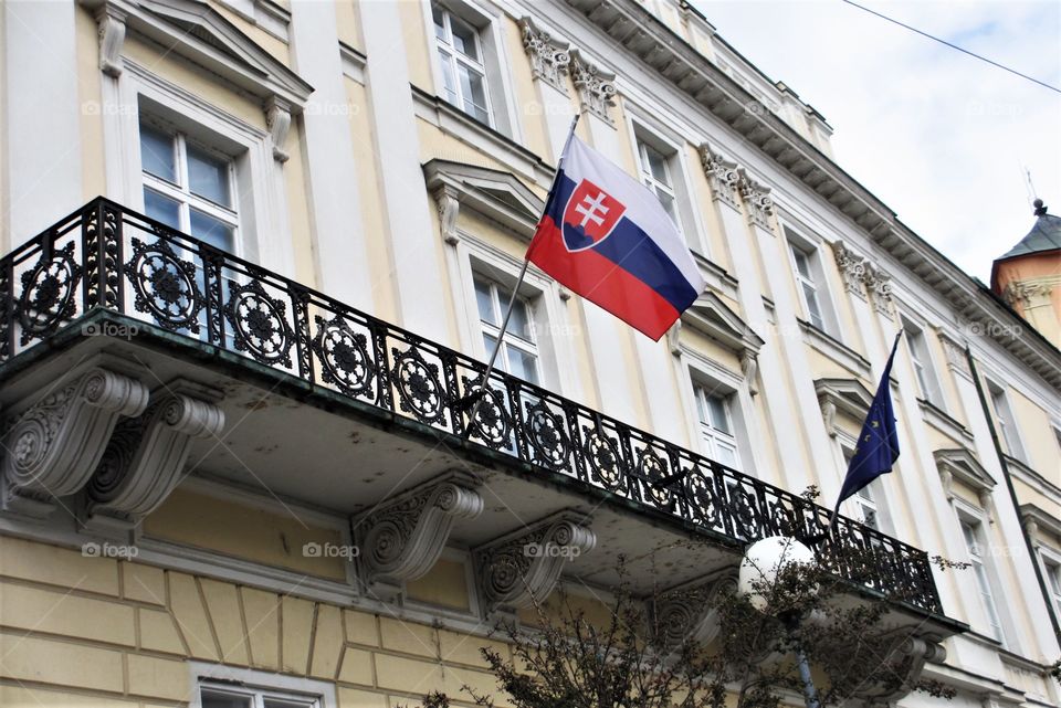 Slovak Flag on Balcony