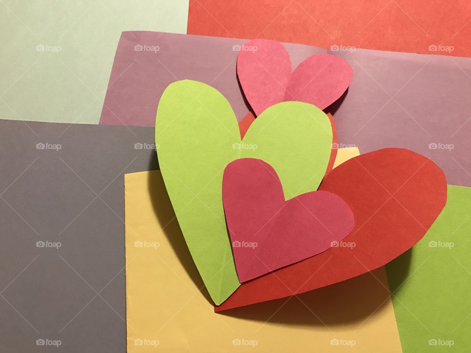 Cutting out Valentine's Day cards 