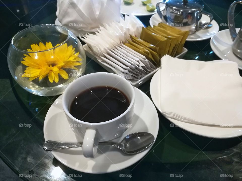 Yellow flowers and coffee break.